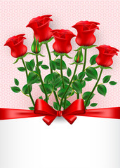 Valentine's day. Greeting card with red roses.