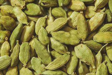 Pile of Cardamom Pods Close-up 