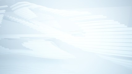 Abstract white parametric interior with window. 3D illustration and rendering.