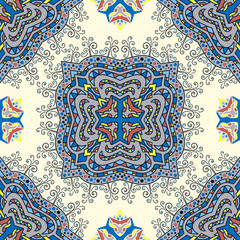 Vector seamless pattern ethnic style background. Vintage decorative texture for wallpapers, backgrounds and page fill. Indian, arabic motive.