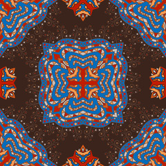 Vector seamless pattern ethnic style background. Vintage decorative texture for wallpapers, backgrounds and page fill. Indian, arabic motive.