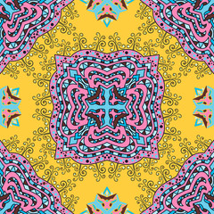 Vector seamless pattern ethnic style background. Vintage decorative texture for wallpapers, backgrounds and page fill. Indian, arabic motive.