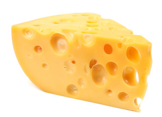 piece of cheese isolated on white background