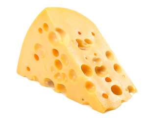 piece of cheese isolated on white background