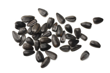 sunflower seeds isolated on white background. top view