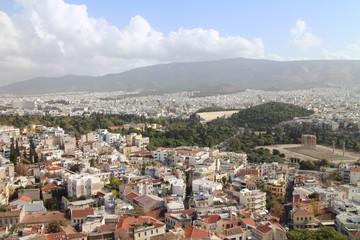 Fototapeta na wymiar View from Acropolis to Panathenaic stadium, Acropolis, Athens, Greece