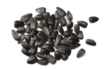 sunflower seeds isolated on white background. top view