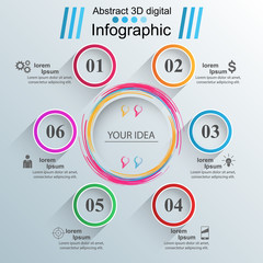 3D infographic design template and marketing icons.