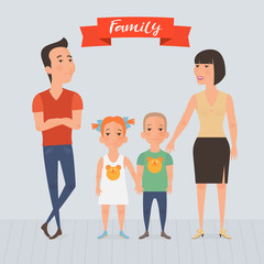 Happy family with kids vector illustration