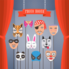 Photo booth props with masks for children vector © kora_ra_123