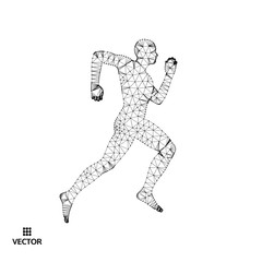 3d running man. Design for sport, business, science and technology. Vector illustration. Human body.