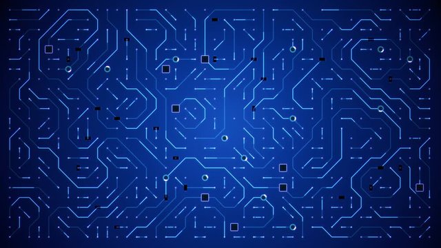 Blue Circuit Animation Motherboard Background Loop