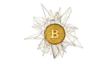3D golden bitcoin