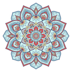 Ethnic ornamental mandala. Decorative design element. Hand drawn vector illustration