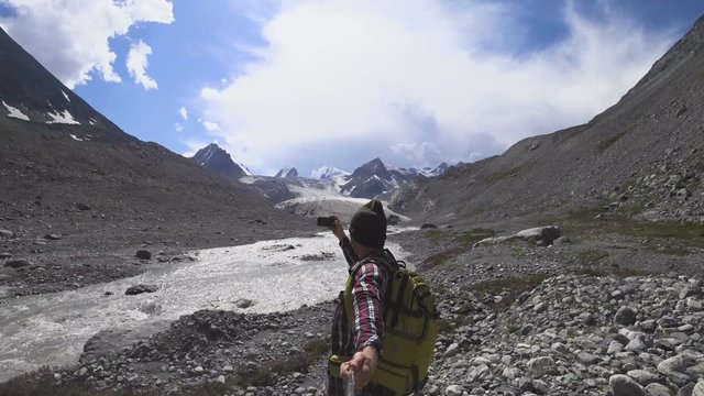 Hiking In The Swiss Alps, Taking A Selfie
