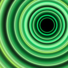 Green neon circles background. Abstract bright neon background. 