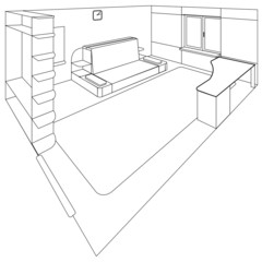 Room of a house cutaway - Isometric interior 