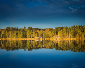 Swedish reflection on the lake