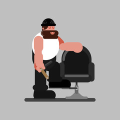 Barber standing near the chair