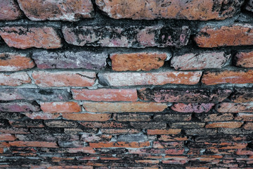The old wall is in the ancient temple in Ayuthaya, Thailand