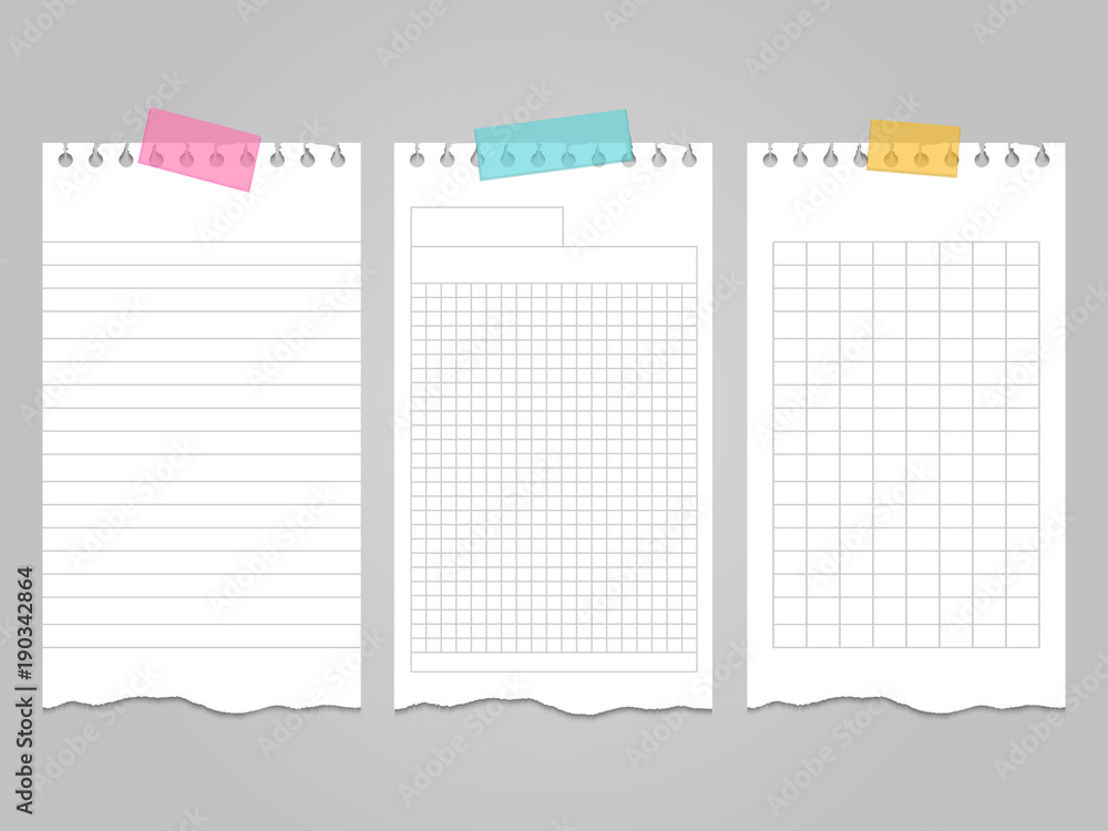 Poster ripped lined notebook pages templates for notes or memo