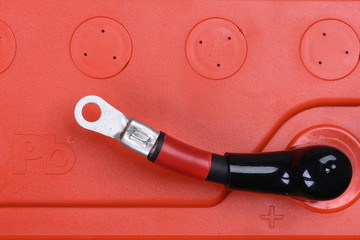 Battery with cable close-up
