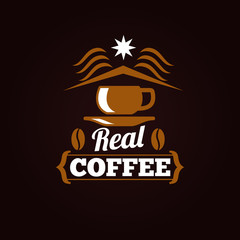 Coffee shop label or banner vector design