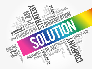 SOLUTION word cloud collage, business concept background