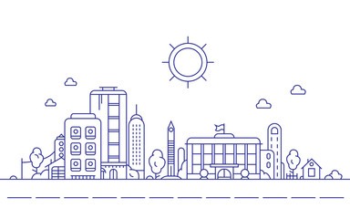 Urban landscapes Building Line art Vector Illustration design