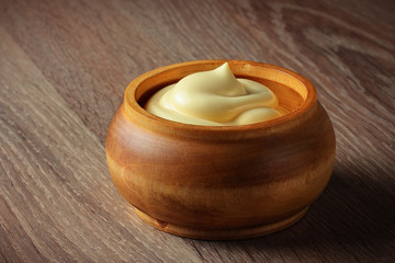 mayonnaise in a dish isolated white background