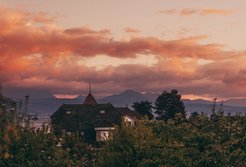Vanilla sunset over Lake Geneeva, Switzerland