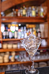 empty glass on the counter in the bar