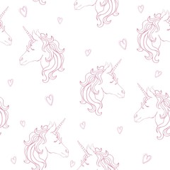 Unicorn and rainbow seamless pattern isolated on white background