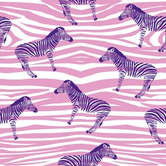 Sketch Seamless pattern with wild animal zebra print, silhouette on white background. Vector illustrations. Wild African animals.