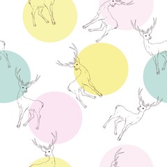 Deer heads seamless pattern