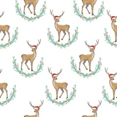 Deer heads seamless pattern