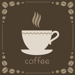 Sign of coffee on brown background