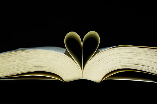 Book pages in the shape of a heart