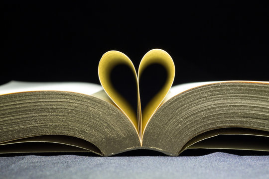 Book pages in the shape of a heart