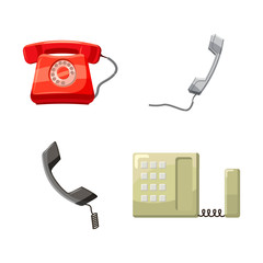 Telephone icon set, cartoon style