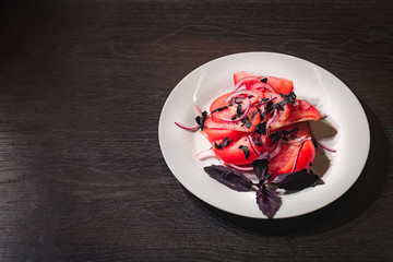 Delicious and fresh Salad with tomatoes and onions