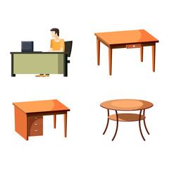 Table icon set, cartoon style