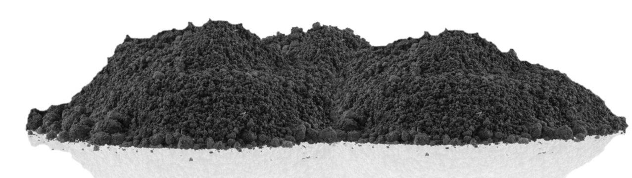 butte de terre noire, fond blanc