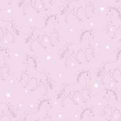 Obraz na płótnie Canvas Unicorn and rainbow seamless pattern isolated on white background