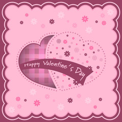 Valentine vector background with hearts and flowers inside.