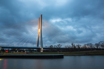 Fototapeta premium Redzinski bridge over the Odra river in Wroclaw, Silesia, Poland