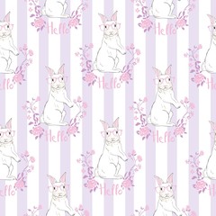 cute seamless pattern with watercolor rabbits. Easter bunnies and dots