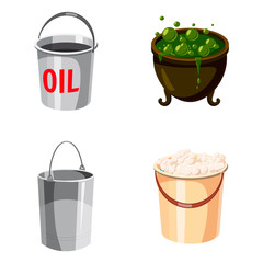 Cauldron icon set, cartoon style