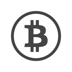Bitcoin sign icon for internet money. Crypto currency symbol and coin image for using in web projects or mobile applications. Blockchain based secure cryptocurrency. Isolated vector illustration.