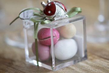sugared almonds in a glass  bonbonnière